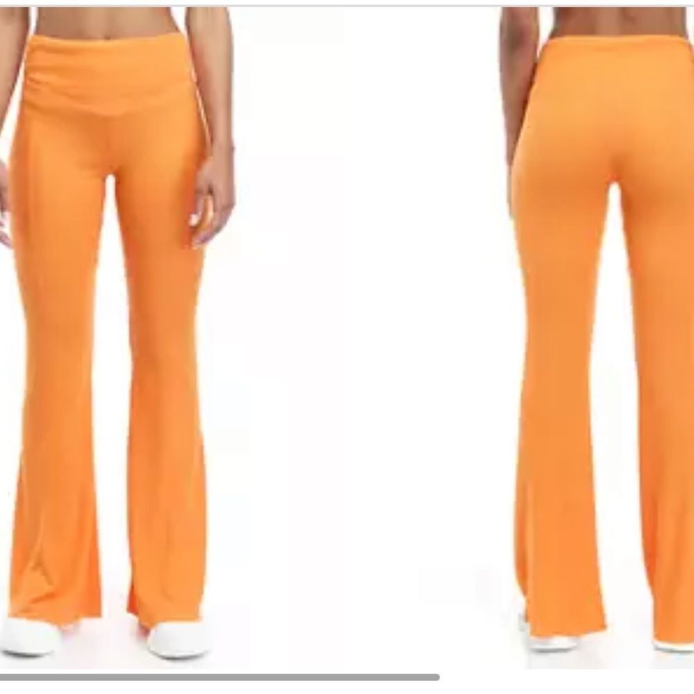 BODY & SOL | Bright Orange High Rise Waffle Knit Flare Pants Women’s Size Small